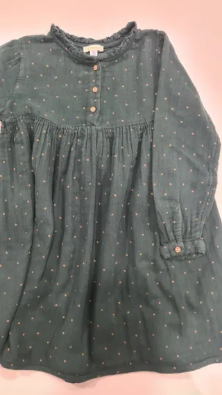 Vestido Vertbaudet 6 Anos Verde Bolinhas