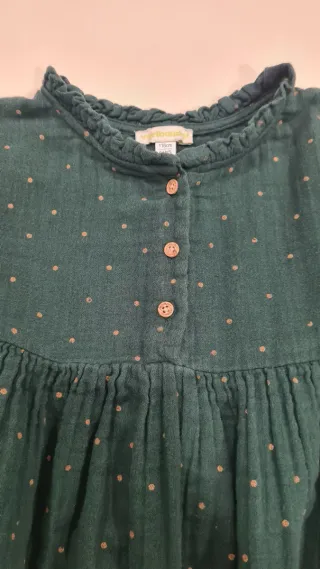 Vestido Vertbaudet 6 Anos Verde Bolinhas