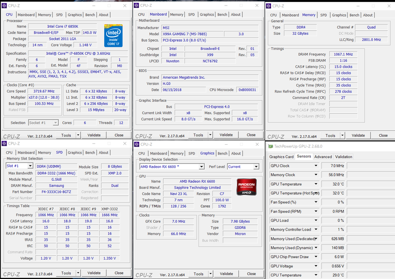 PC i7-6850K 32GB DDR4 AMD RX6600 M.2 nvme Samsung afbeelding 3