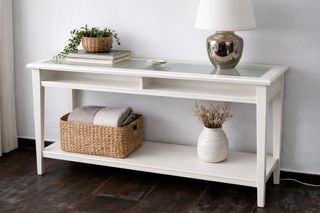Mesa consola IKEA blanca con cristal