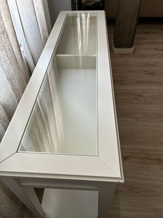 Mesa consola IKEA blanca con cristal