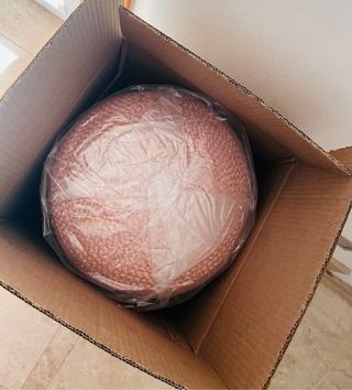 Puff yute rosa nuevo con etiquetas