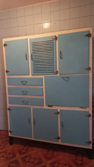 Mueble Cocina Antiguo Azul y Blanco