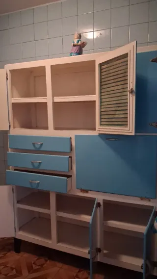 Mueble Cocina Antiguo Azul y Blanco