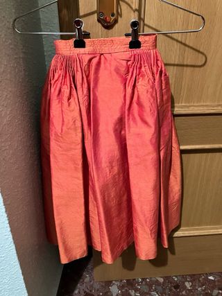 Traje Huertana Niña Oro y Naranja tornasolado rosa