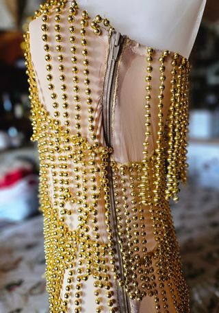 Costume burlesque perle dorate