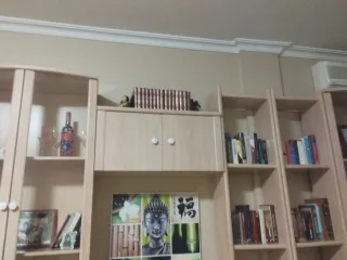 Mueble modular salón madera y cristal