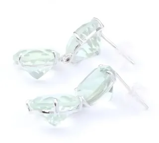 Pendientes Oro Blanco con Piedras Verdes