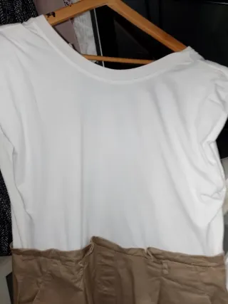 Mono pantalón blanco y marrón