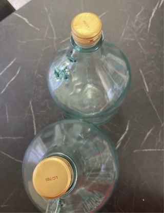 2 Pintoni in Vetro con Tappo Dorato