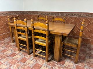 Conjunto mesa y 6 sillas madera