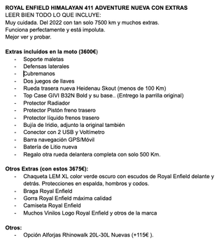 Royal Enfield Himalayan 411 con muchos extras