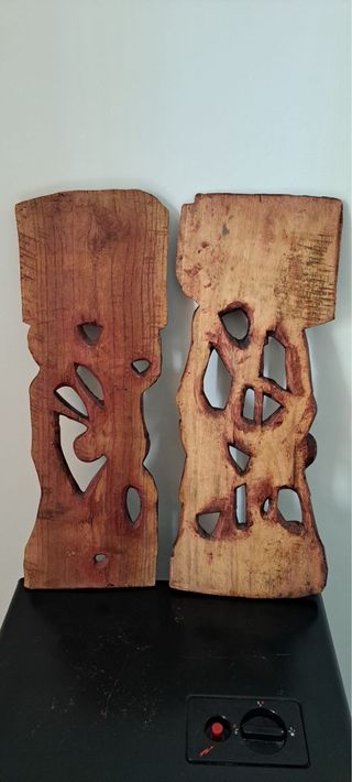 Coppia Quadri Scultura Legno Africana