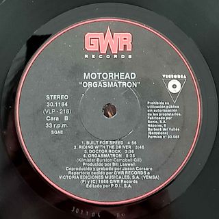 Motörhead - Orgasmatron LP Vinilo