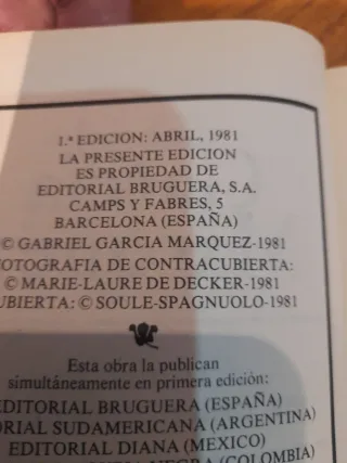 Primera ediccion  Cronica de una muerte anunciada