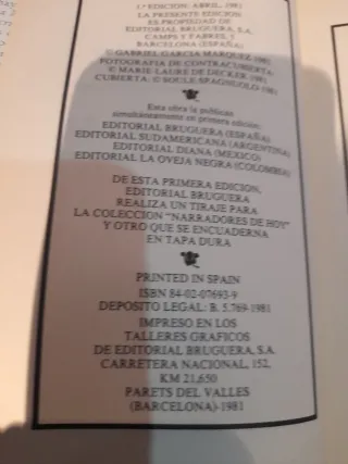 Primera ediccion  Cronica de una muerte anunciada