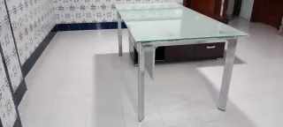 Mesa de oficina cristal y madera