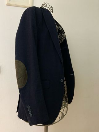 【Massimo Dutti】Blazer azul con parches en codos
