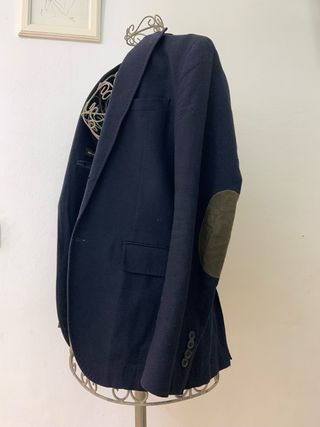 【Massimo Dutti】Blazer azul con parches en codos