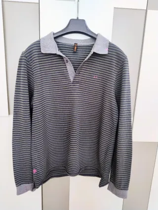 Polo Sun68 uomo manica lunga righe grigio L