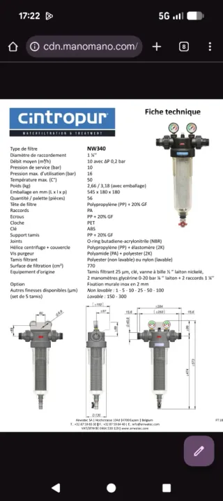 Filtro CINTROPUR NW340