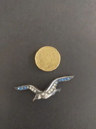 Spilla vintage gabbiano con strass