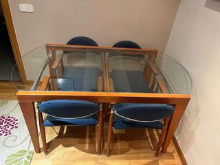 Mesa Comedor Cristal y Madera Haya