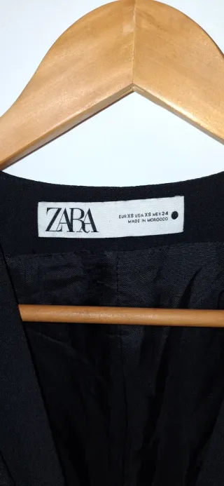 Vestido Blazer ZARA Negro – Nudo Drapeado Talla XS
