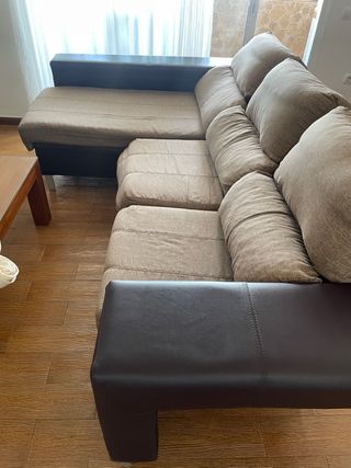 Sofá Chaiselongue Marrón Patas