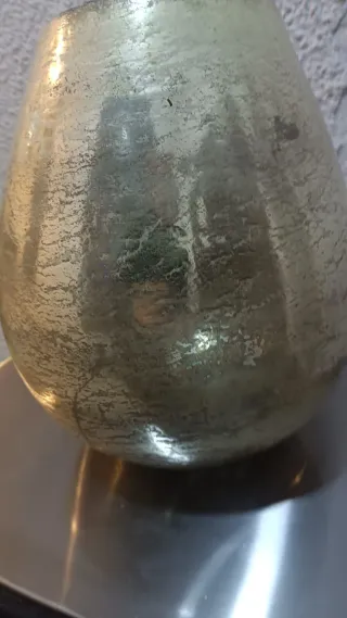 Jarrón Cristal Metalizado Dorado y Plateado