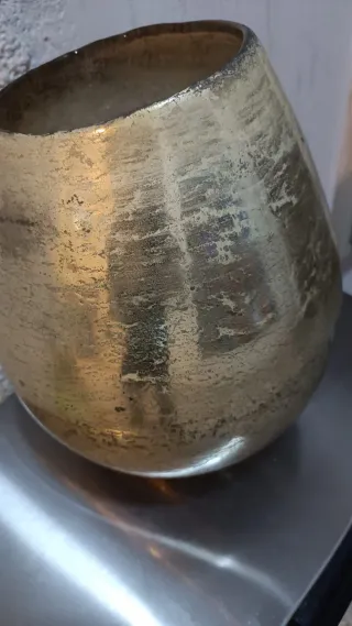 Jarrón Cristal Metalizado Dorado y Plateado