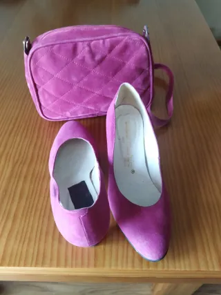 Bolso y Zapatos Fucsia Talla 36