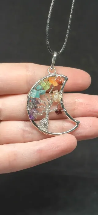 Colgante Luna 7 Chakras Minerales Naturales. Nuevo