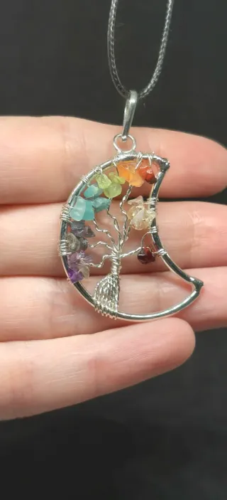 Colgante Luna 7 Chakras Minerales Naturales. Nuevo