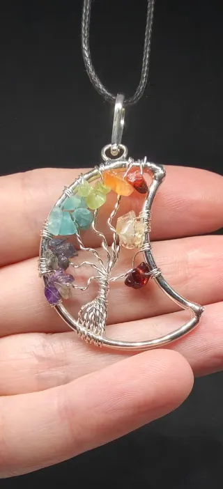 Colgante Luna 7 Chakras Minerales Naturales. Nuevo