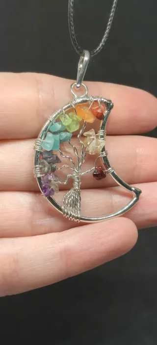 Colgante Luna 7 Chakras Minerales Naturales. Nuevo