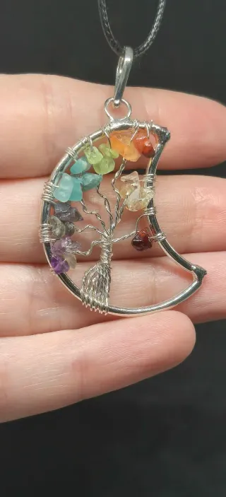 Colgante Luna 7 Chakras Minerales Naturales. Nuevo