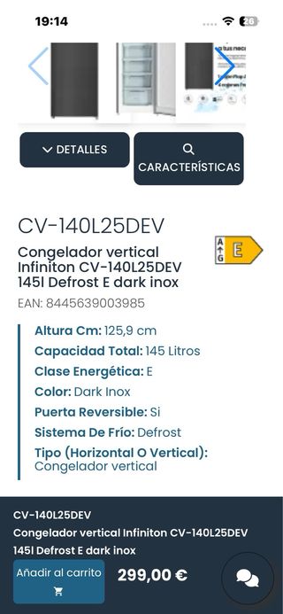 Congelador horizontal