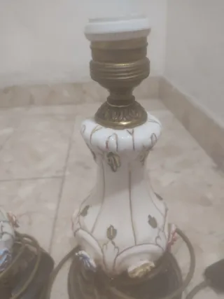 Juego 2 Lámparas Porcelana y Latón