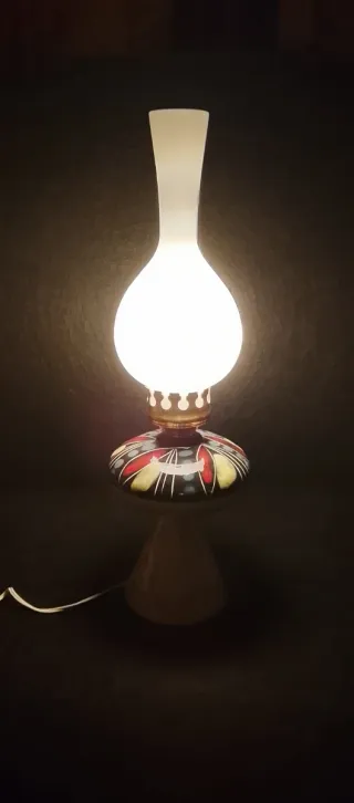 Lampada da tavolo anni '50 ceramica e vetro