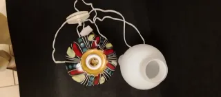 Lampada da tavolo anni '50 ceramica e vetro