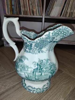 Jarrón La Cartuja de Sevilla,Pickmam,verde y blanc