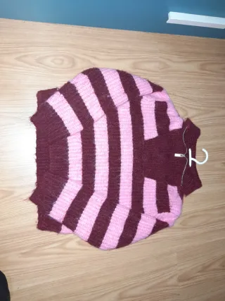 Sudadera niña rayas rosa y granate T.11-12