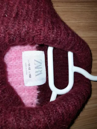 Sudadera niña rayas rosa y granate T.11-12