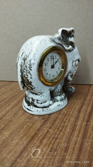 Reloj antiguo Sobremesa elefante porcelana