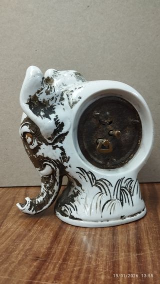 Reloj antiguo Sobremesa elefante porcelana