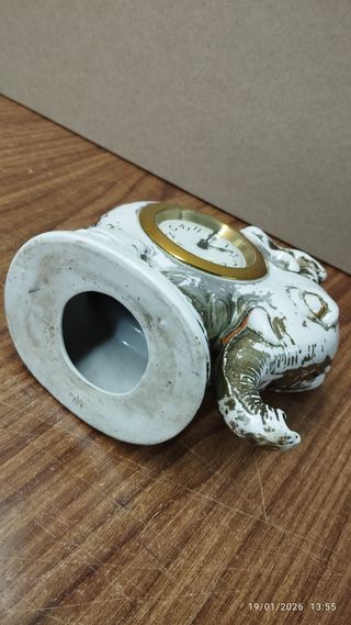 Reloj antiguo Sobremesa elefante porcelana