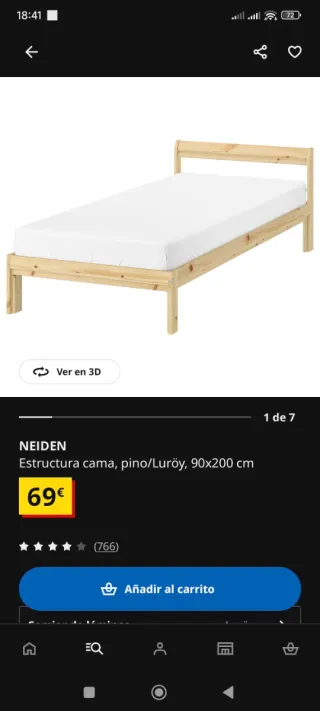 Base Cama Ikea Madera 90x200 Luroy URGE!!!
