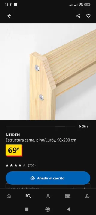 Base Cama Ikea Madera 90x200 Luroy URGE!!!