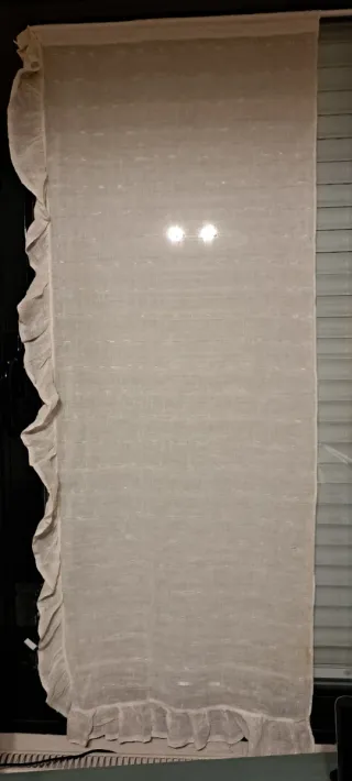 Pareja visillos vintage lino beige